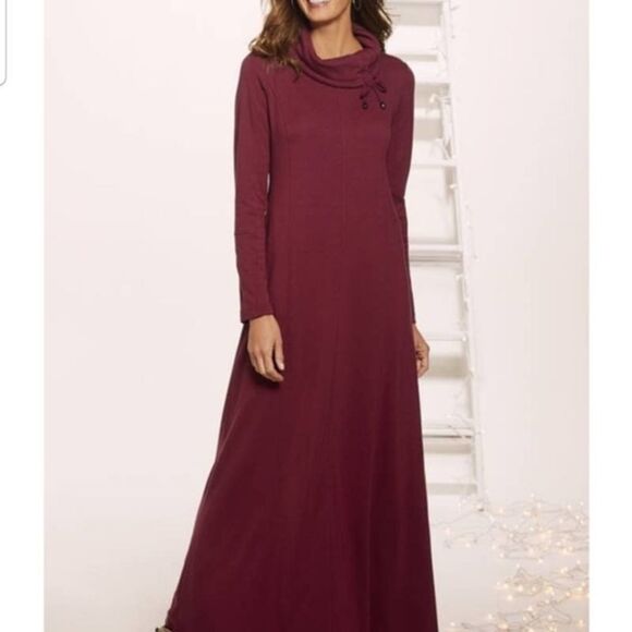 Soft Surroundings Plus Size 1X Red Cowl Neck Amelie Maxi Sweater Dress - Picture 1 of 8